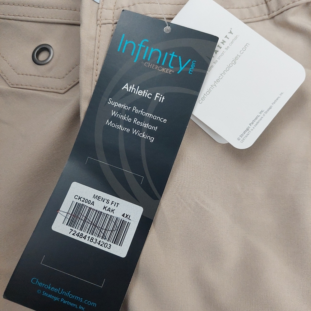 Cherokee Infinity Men’s Scrub Pants 4XL NWT Khaki Antimicrobial Athletic Fit - Picture 4 of 14